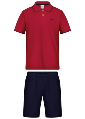 Alakazoo - Conjunto com Bermuda e Camisa Polo Vermelho - ALAKAZOO