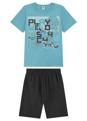 Marlan - Conjunto com Bermuda e Camiseta Azul - MARLAN