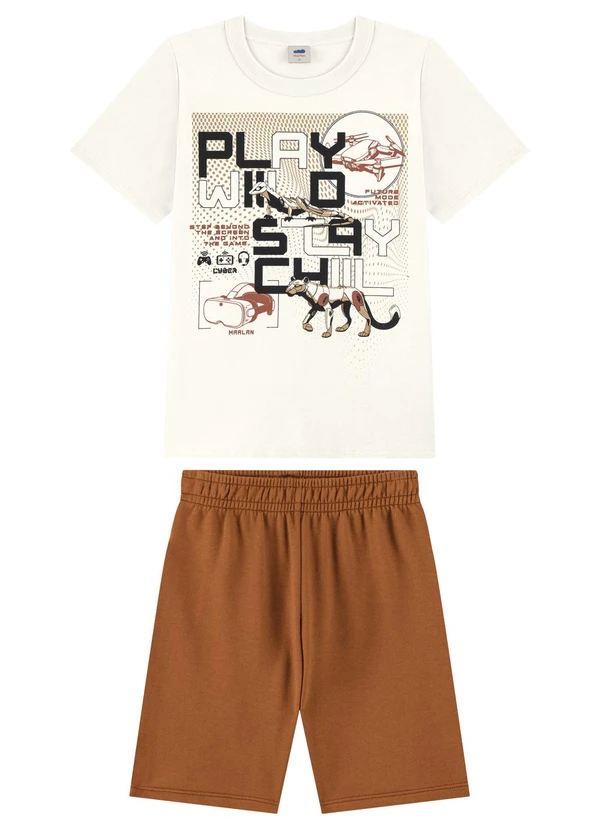 Marlan - Conjunto com Bermuda e Camiseta Bege