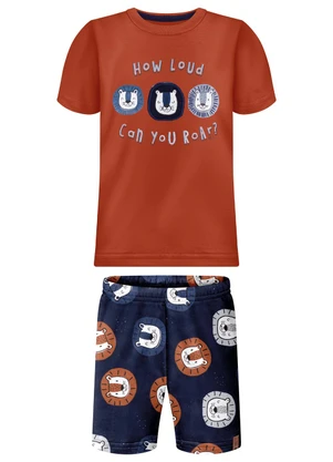 Alakazoo - Conjunto com Bermuda e Camiseta com Aplique Azul - ALAKAZOO