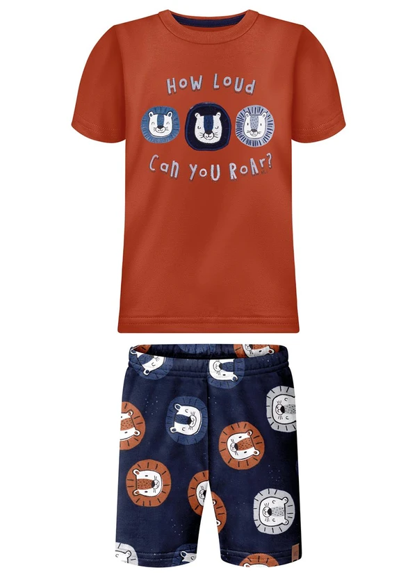 Alakazoo - Conjunto com Bermuda e Camiseta com Aplique Azul