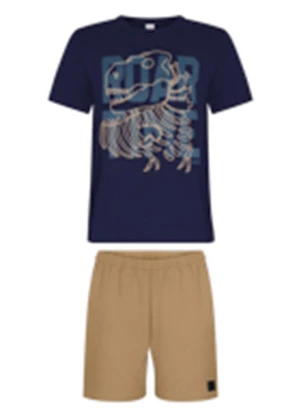 Alakazoo - Conjunto com Bermuda e Camiseta Estampada Azul - ALAKAZOO