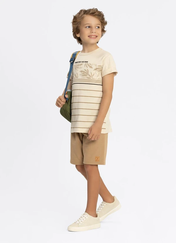 Alakazoo - Conjunto com Bermuda e Camiseta Estampada Bege 1
