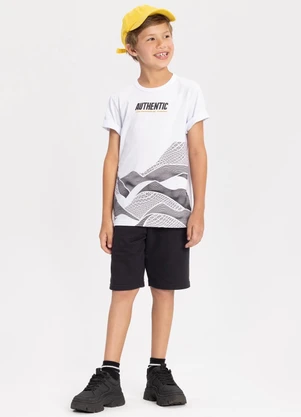 Alakazoo - Conjunto com Bermuda e Camiseta Estampada Branco - ALAKAZOO