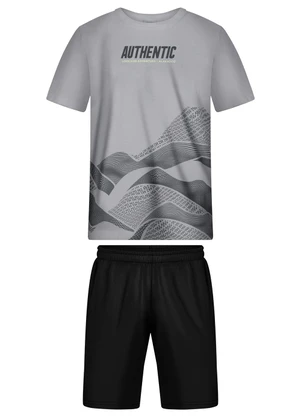 Alakazoo - Conjunto com Bermuda e Camiseta Estampada Cinza - ALAKAZOO