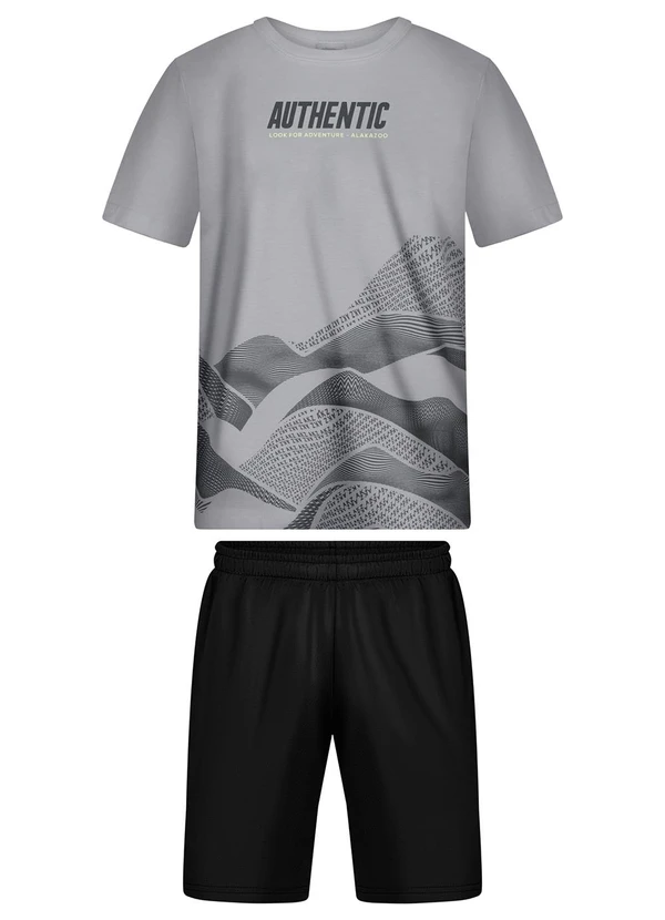 Alakazoo - Conjunto com Bermuda e Camiseta Estampada Cinza 1