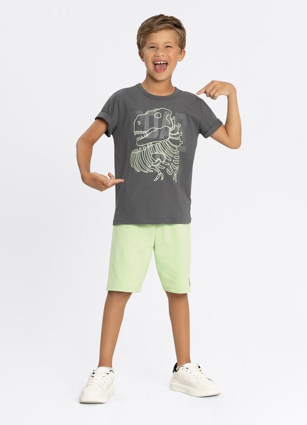 Alakazoo - Conjunto com Bermuda e Camiseta Estampada Cinza