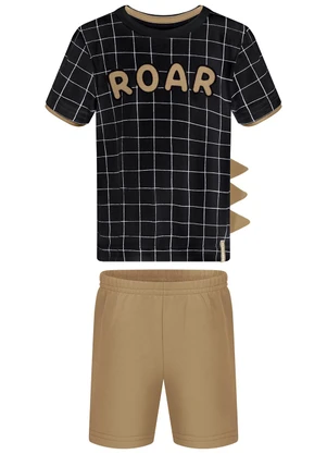 Alakazoo - Conjunto com Bermuda e Camiseta Interativa Preto - ALAKAZOO