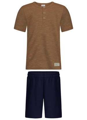 Alakazoo - Conjunto com Bermuda e Camiseta Marrom - ALAKAZOO