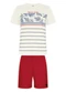 Alakazoo - Conjunto com Bermuda e Camiseta Estampada Bege - variação: Vermelho