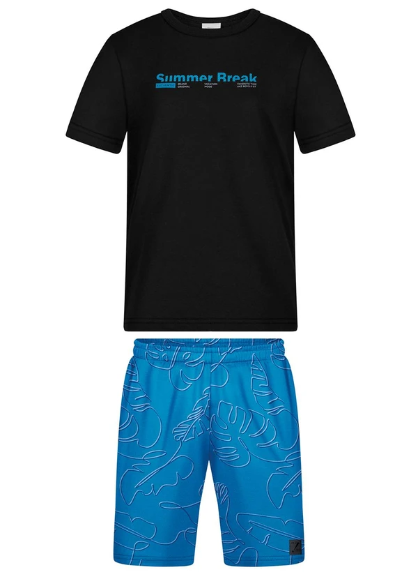 Alakazoo - Conjunto com Bermuda Estampada e Camiseta Azul 2