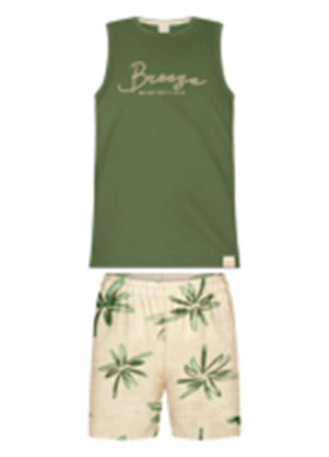 Alakazoo - Conjunto com Bermuda Estampada e Regata Verde - ALAKAZOO