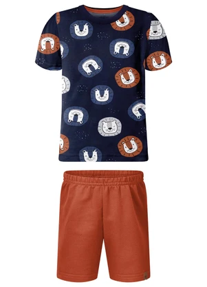 Alakazoo - Conjunto com Bermuda Lisa e Camiseta Azul - ALAKAZOO