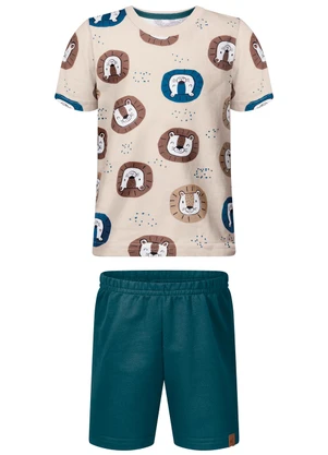 Alakazoo - Conjunto com Bermuda Lisa e Camiseta Bege - ALAKAZOO