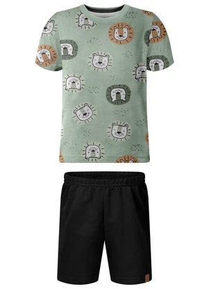 Alakazoo Conjunto com Bermuda Lisa e Camiseta Verde