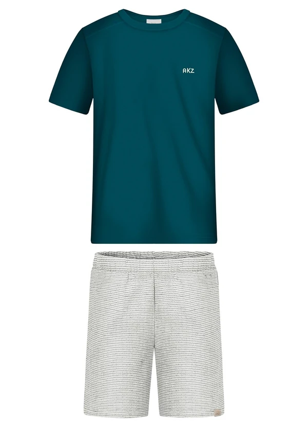 Alakazoo - Conjunto com Bermuda Listrada e Camiseta Azul 2
