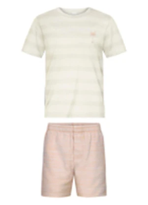 Alakazoo - Conjunto com Bermuda Listrada e Camiseta Off White - ALAKAZOO