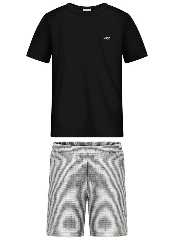 Alakazoo - Conjunto com Bermuda Listrada e Camiseta Preto 1