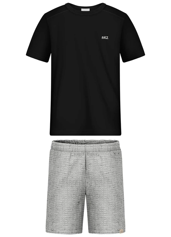 Alakazoo - Conjunto com Bermuda Listrada e Camiseta Preto
