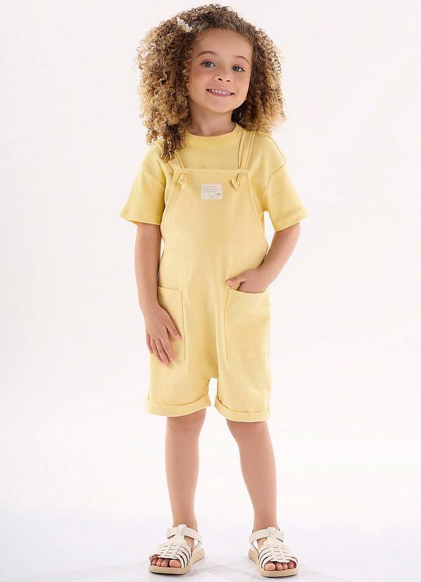Up Baby - Conjunto com Blusa e Jardineira Amarelo