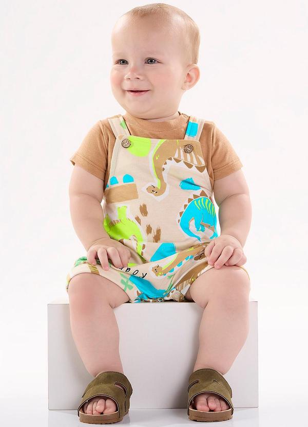 Up Baby - Conjunto com Body e Jardineira Marrom