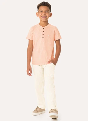 Carinhoso - Conjunto com Bordado Maquinetado Laranja Claro - CARINHOSO