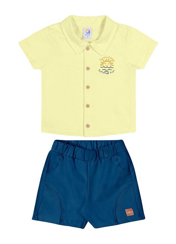Alenice - Conjunto com Bordado Menino Amarelo