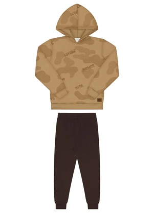 Alakazoo - Conjunto com Calça e Blusão Estampado Bege - ALAKAZOO