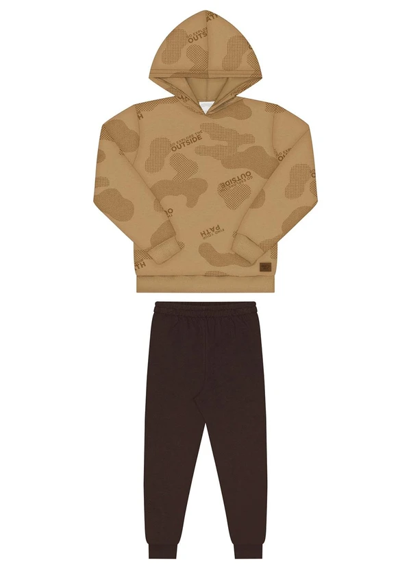 Alakazoo - Conjunto com Calça e Blusão Estampado Bege