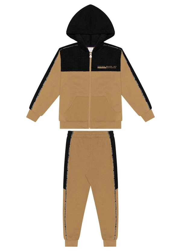 Alakazoo - Conjunto com Calça e Jaqueta de Zíper Bege