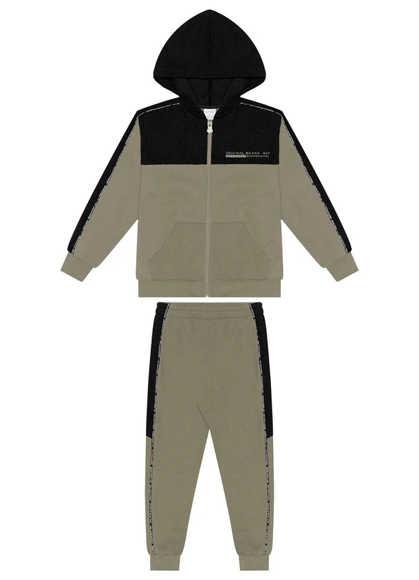 Alakazoo - Conjunto com Calça e Jaqueta de Zíper Verde