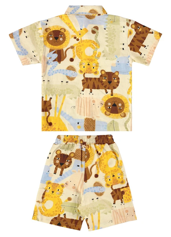 Três e Já - Conjunto com Camisa e Bermuda Bege 3