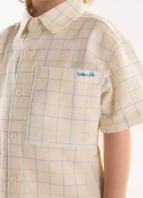 Três e Já - Conjunto com Camisa e Bermuda Bege 4
