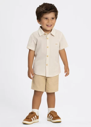 Alakazoo - Conjunto com Camisa e Bermuda Bege - ALAKAZOO