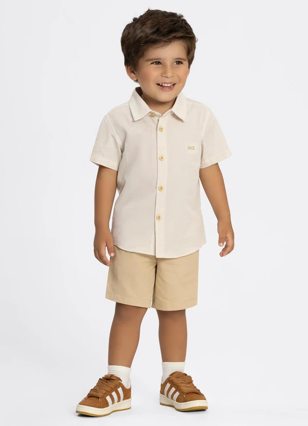Alakazoo - Conjunto com Camisa e Bermuda Bege 1