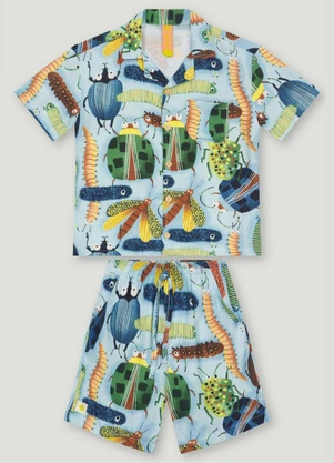 Conjunto com Camisa e Bermuda Três e Já Azul - TRÊS E JÁ