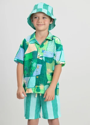 Conjunto com Camisa e Bermuda Três e Já Verde - TRÊS E JÁ