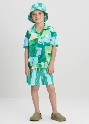 Conjunto com Camisa e Bermuda Três e Já Verde - TRÊS E JÁ