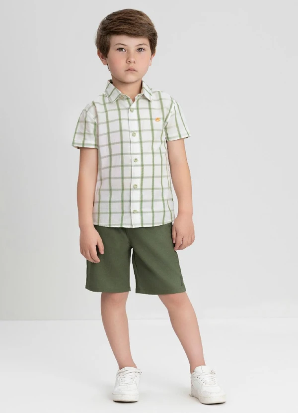 Up Baby - Conjunto com Camisa e Bermuda Up Baby Verde