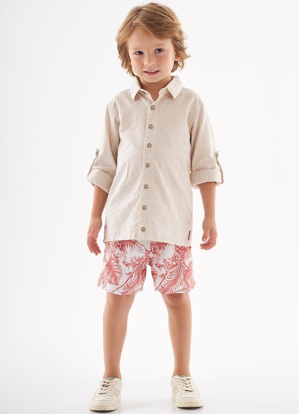 Up Baby - Conjunto com Camisa e Short Bege