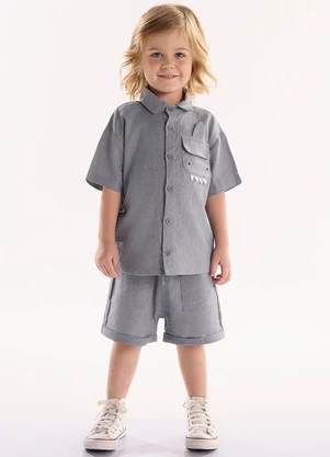 Três e Já - Conjunto com Camisa e Short Cinza - TRÊS E JÁ