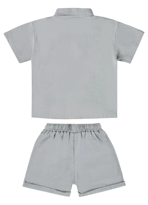 Três e Já - Conjunto com Camisa e Short Cinza 3