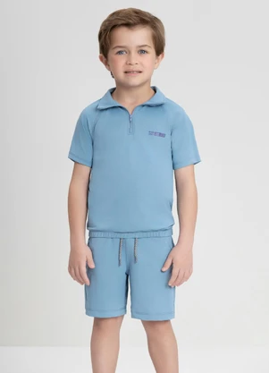 Up Baby - Conjunto com Camisa Polo e Bermuda Azul - UP BABY