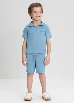 Up Baby - Conjunto com Camisa Polo e Bermuda Azul - UP BABY