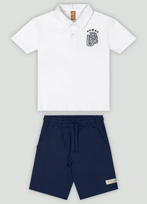 Conjunto com Camisa Polo e Bermuda Up Baby Branco - UP BABY