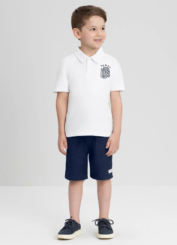 Up Baby - Conjunto com Camisa Polo e Bermuda Up Baby Branco