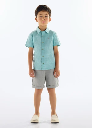 Quimby - Conjunto com Camisa Xadrez e Bermuda Verde - QUIMBY