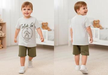 Conjunto com Camiseta Bege