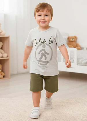 Multimarcas - Conjunto com Camiseta Bege - MULTIMARCAS