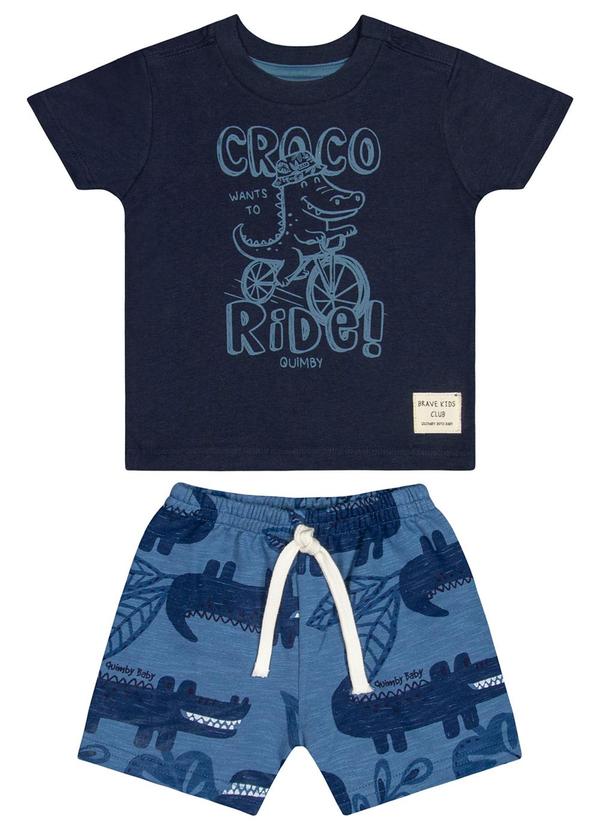 Quimby - Conjunto com Camiseta e Bermuda Bebê Azul